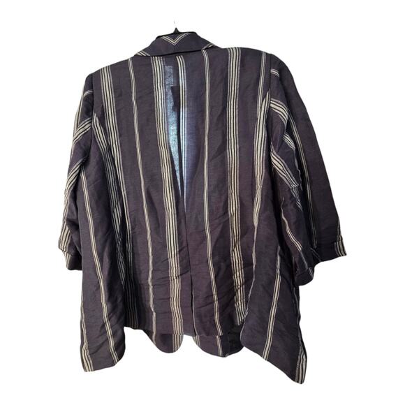 Lane Bryant Linen Blue Blazer Jacket Striped Women Size 22 New - Picture 9 of 10
